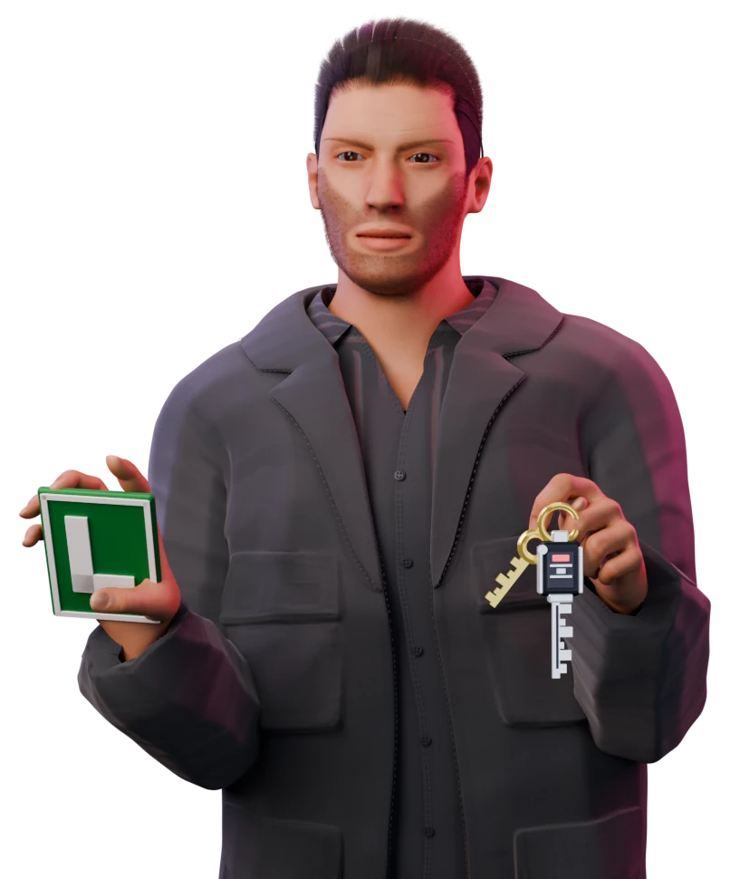 El NPC de NPC con Nave con chaqueta grafito, placa L y llaves